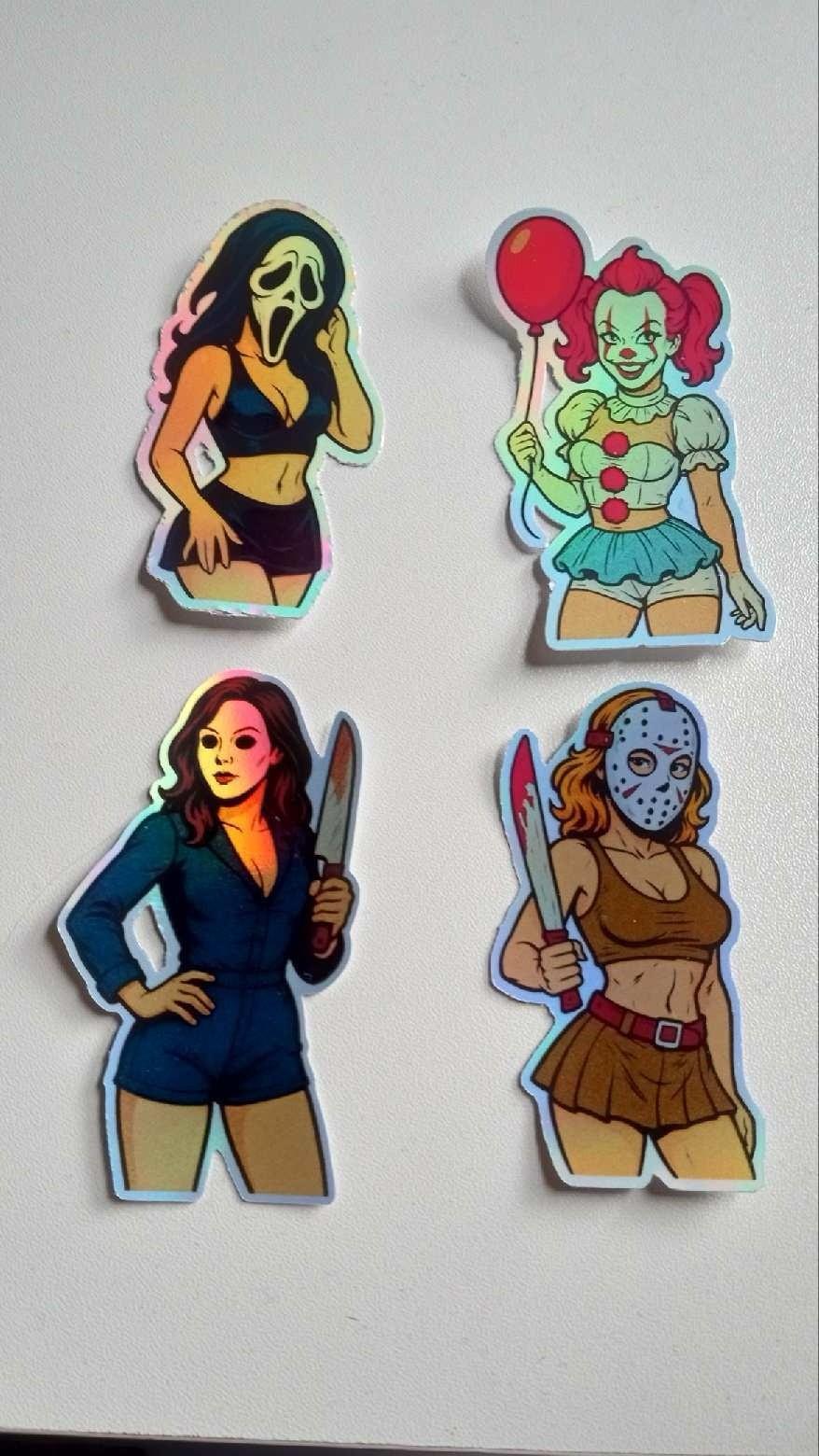 Horror Cosplay Girls 3inch Waterproof Holographic Vinyl Sticker Pack (all 4)