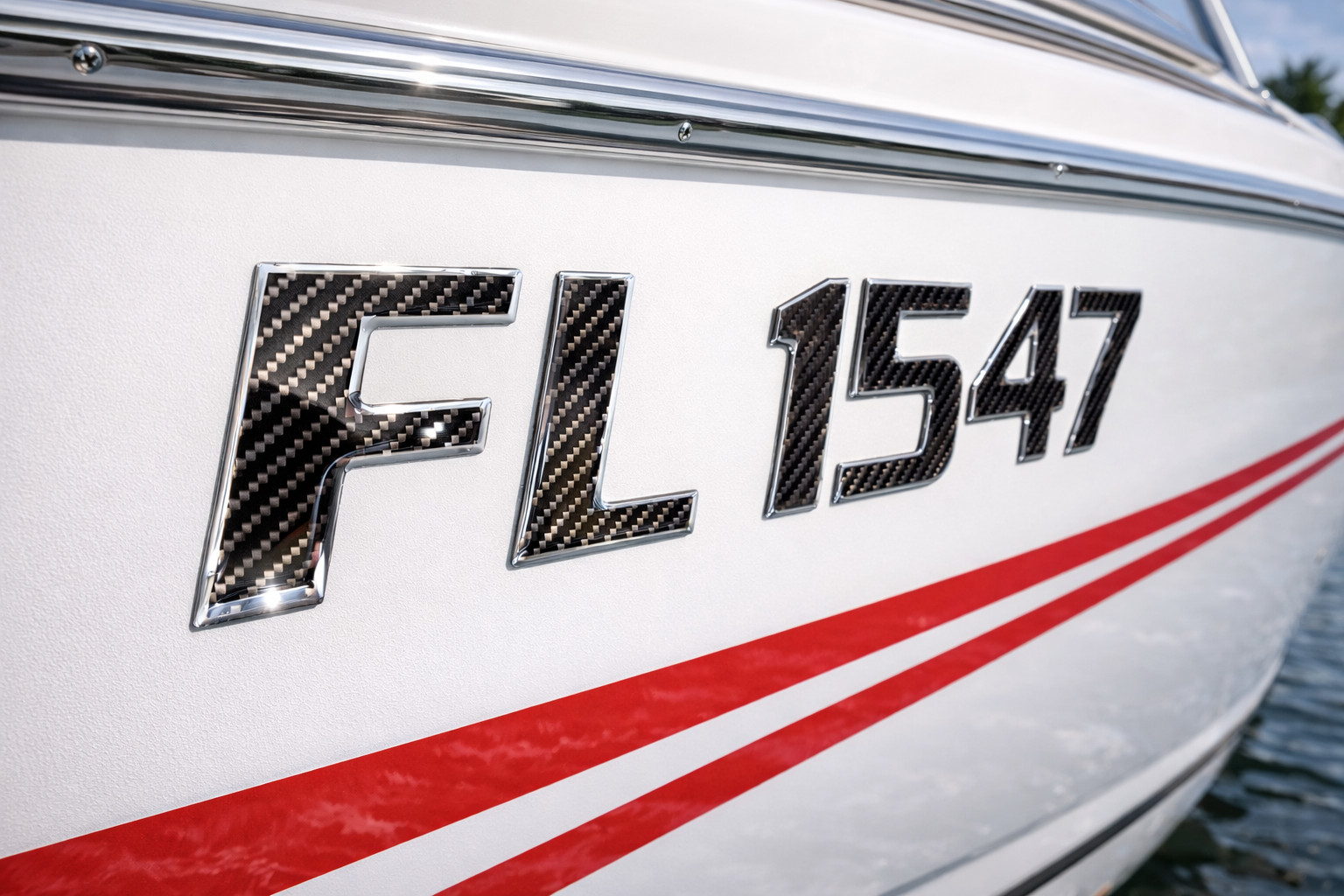 Carbon Fiber Boat Numbers and Letters 3” Waterproof Marine Registration Decals