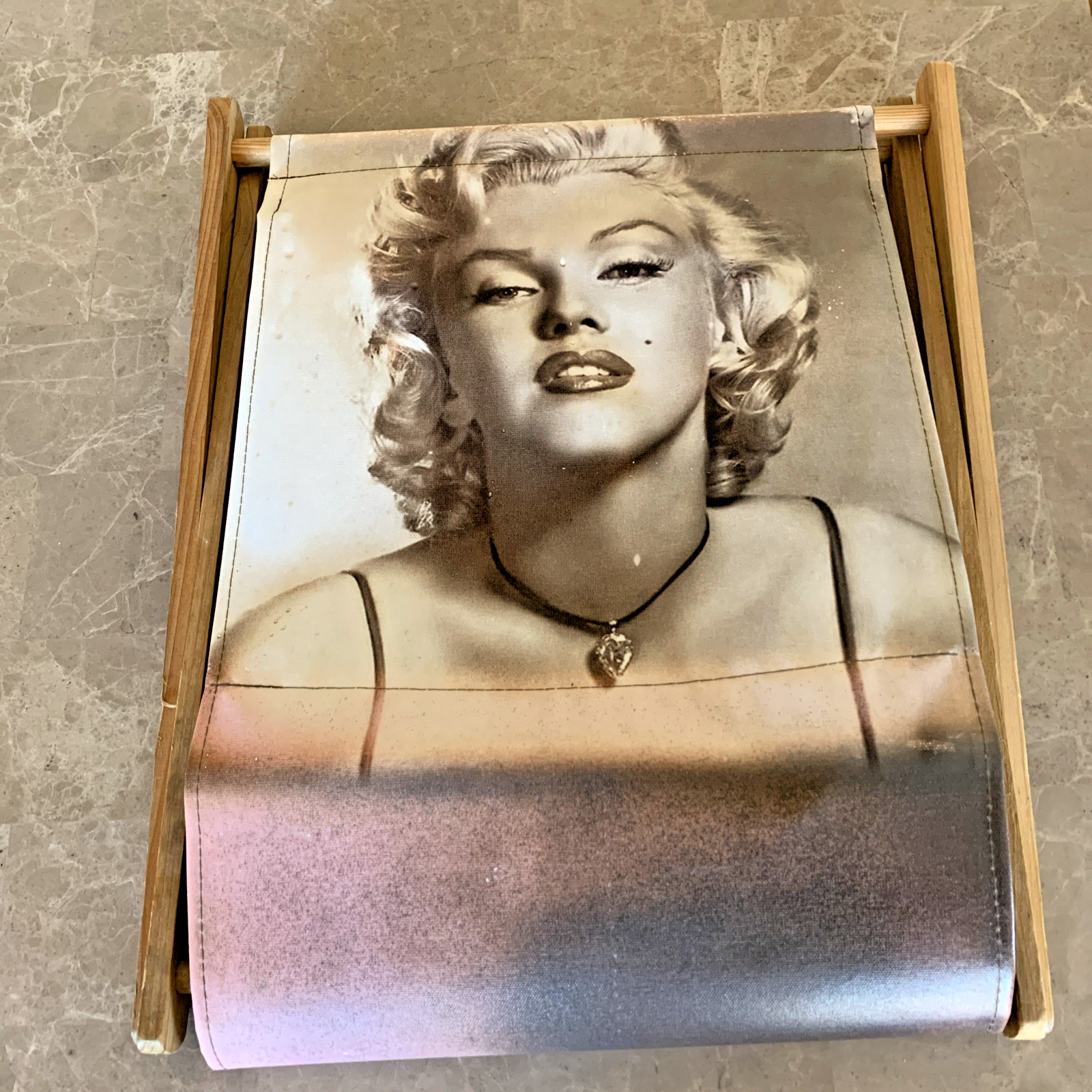 Marilyn Monroe Print Canvas & Wood Folding Magazine Rack Knitting Storage Bin