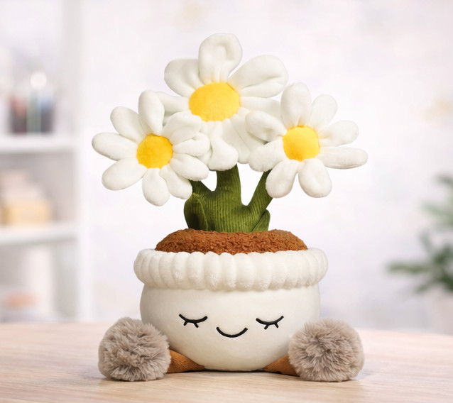 Plush Plant Decor, Soft Faux Houseplant, Cute Stuffed Plant for Home & Office, C