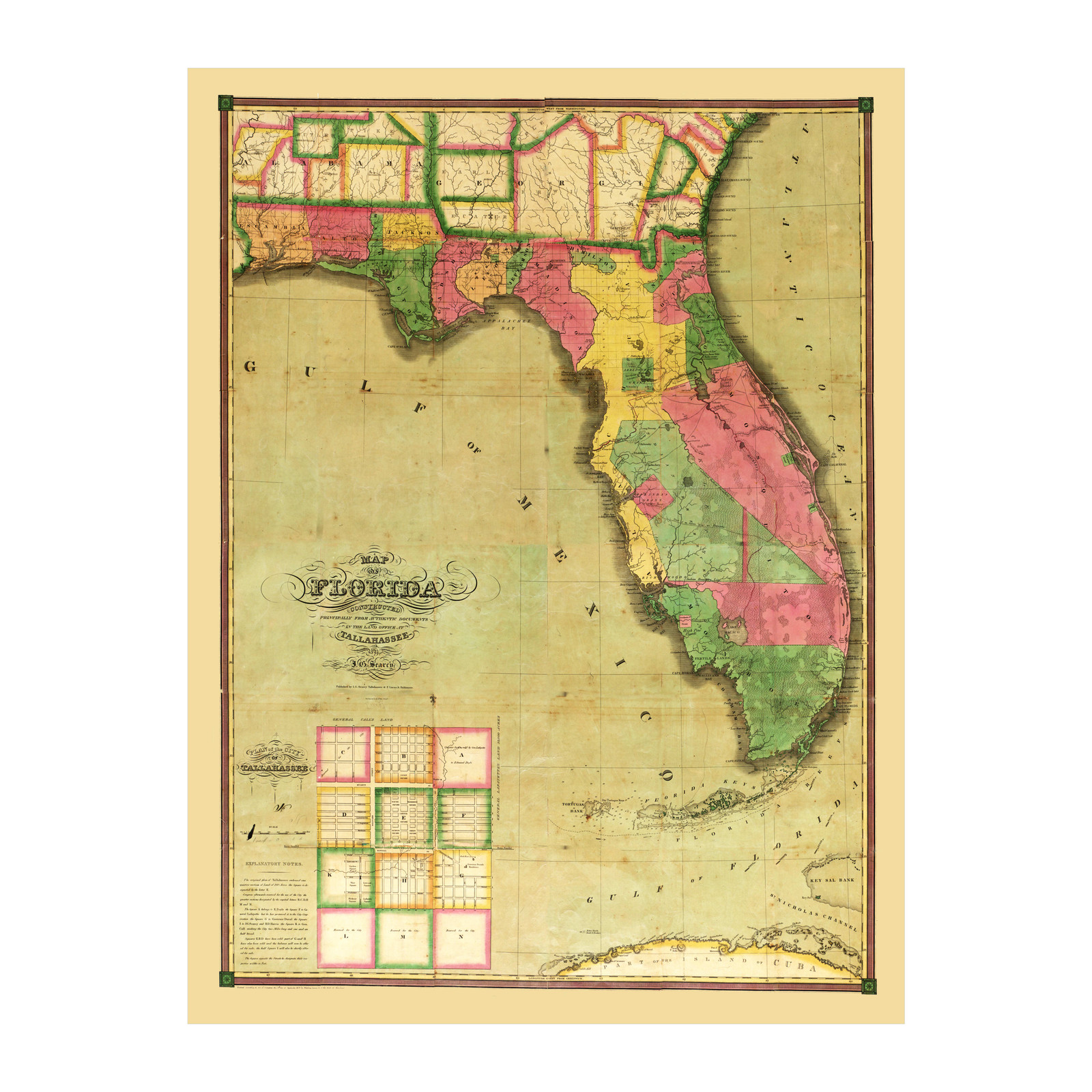 Old Map of Florida 1829 – Vintage Florida Art