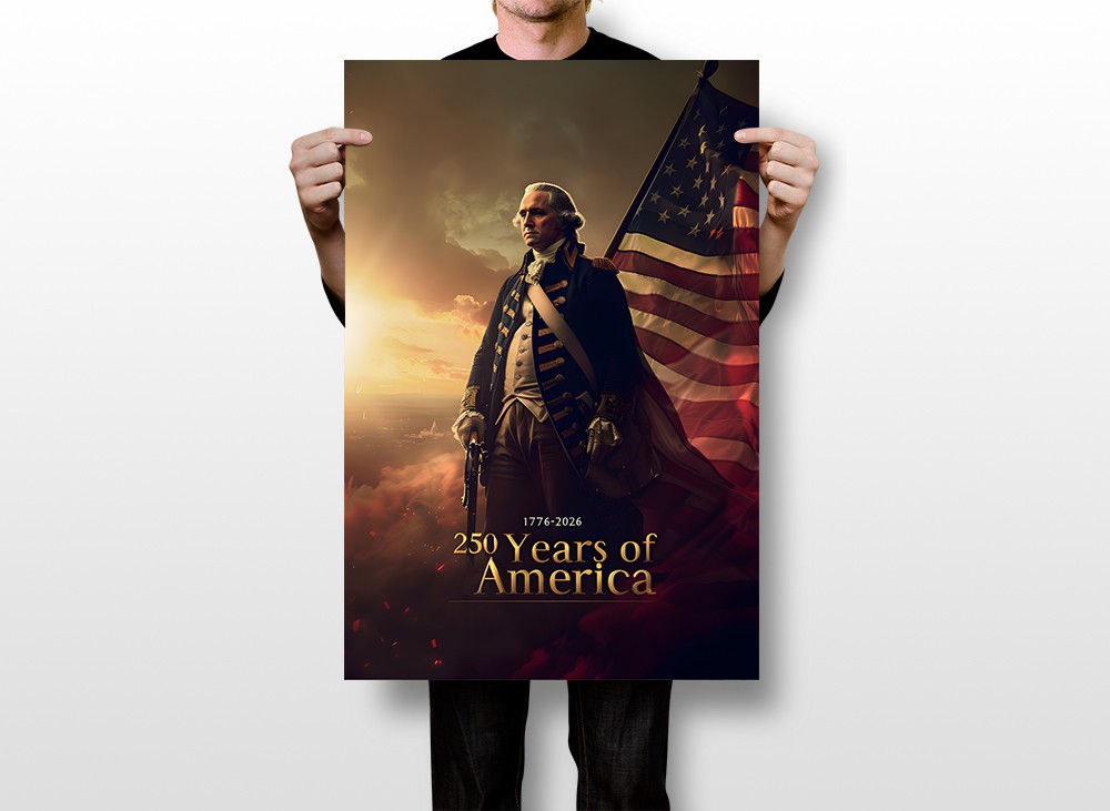 George Washington US Flag – 1776-2026 250 Years of America Wall – POSTER 20″x30″