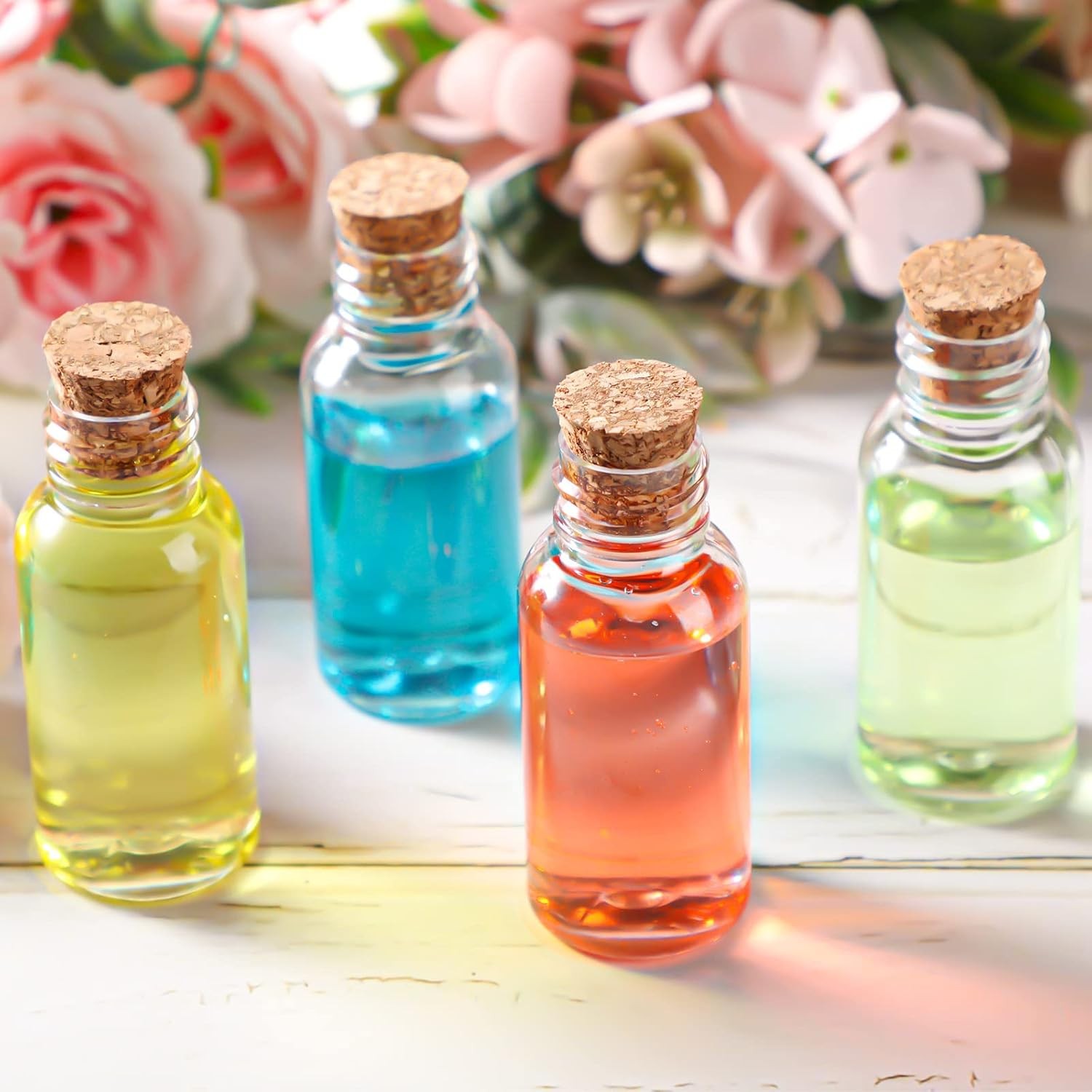 50 Pas 1 oz Plastic Sand Art Bottles with Cork Spers Mini Vial