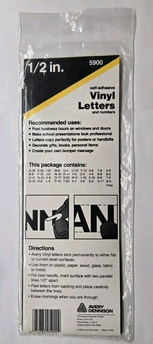Avery 1/2″ Black Self Adhesive Vinyl Letters and Numbers, 434 Characters