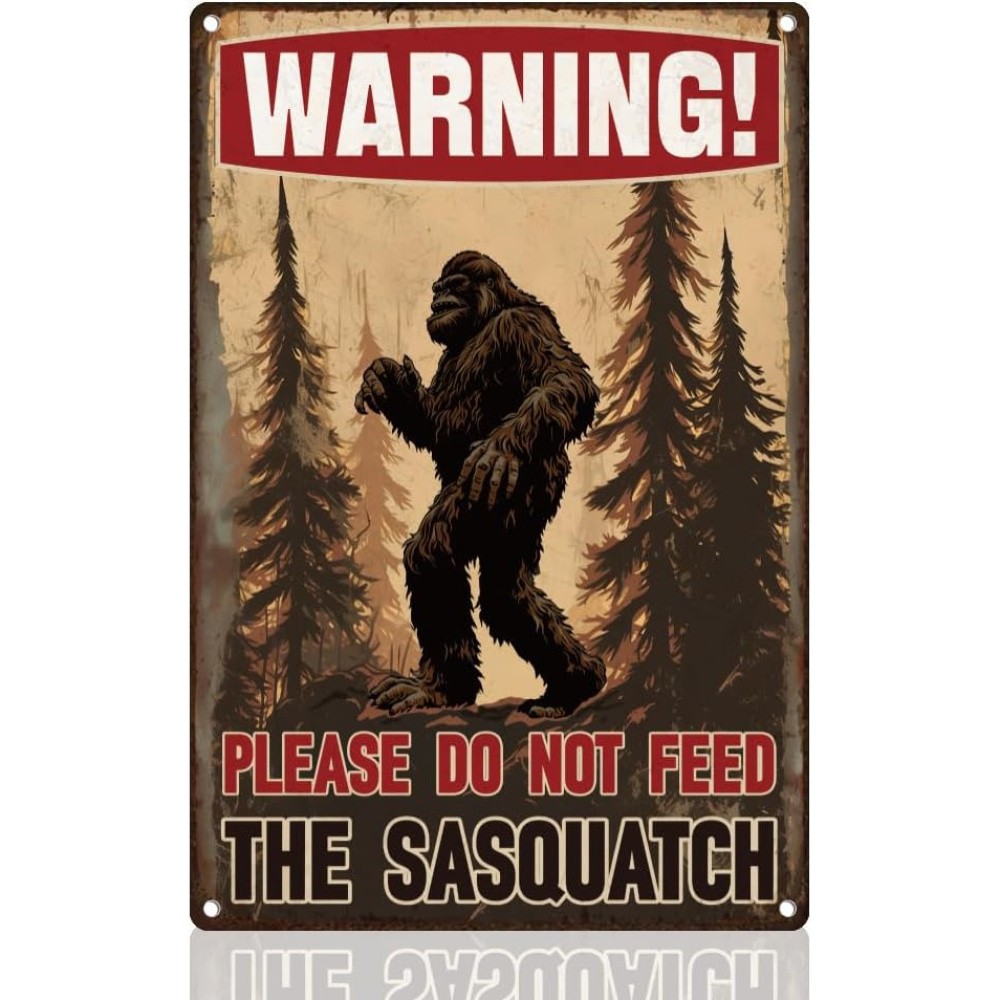 Sasquatch Warning Sign Aluminum Sign Vintage Metal Cabin Decor Outdoor