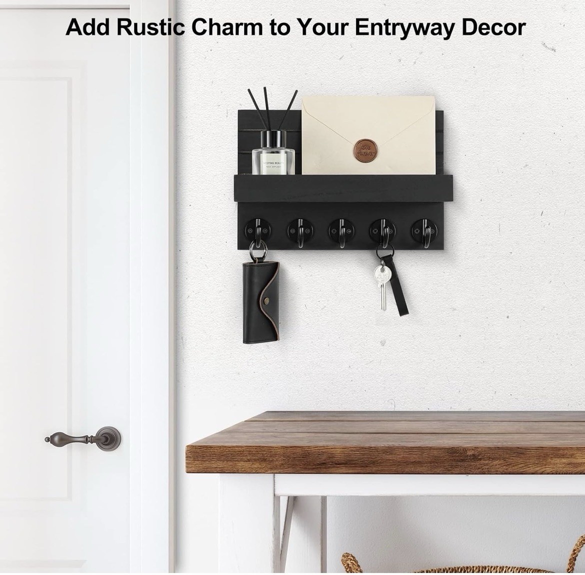 Key Holder for Wall, Decorative Key and Mail Holder with Shelf_New