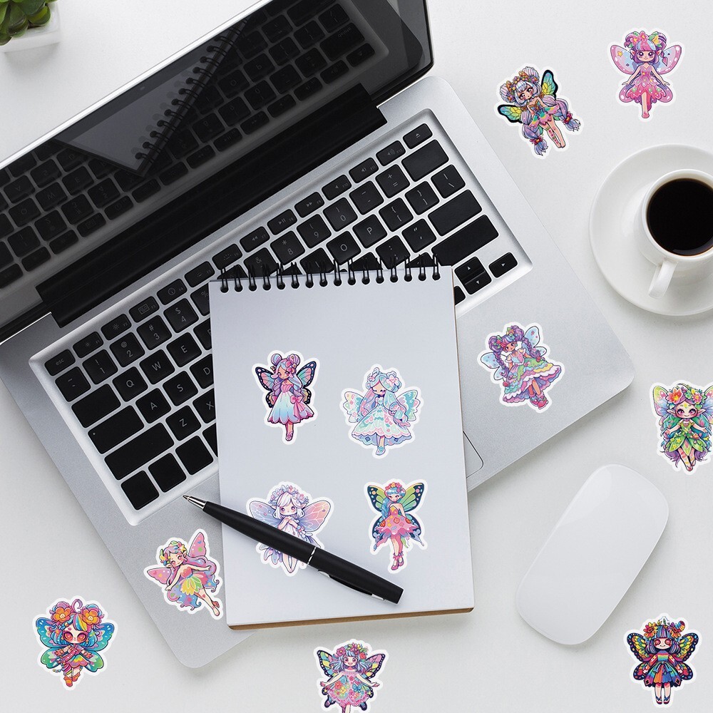 50Pcs Stickers Fairy Pixie Spirit Girl Luggage Skateboard Car Laptop Phone Vinyl