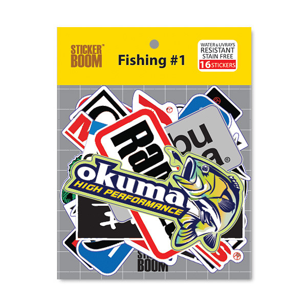 Fishing Logo #1 Decal Vinyl Truck Bicycle Luggage Graffiti Patches Sticker 15PCS