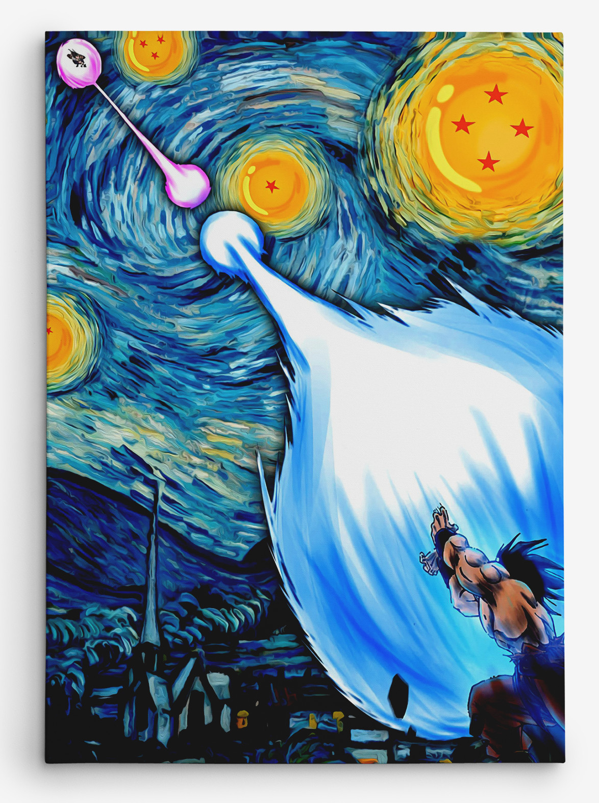 Dragon Ball Z Starry Night Portrait Framed Canvas Print Wall Art (Ready To Hang)