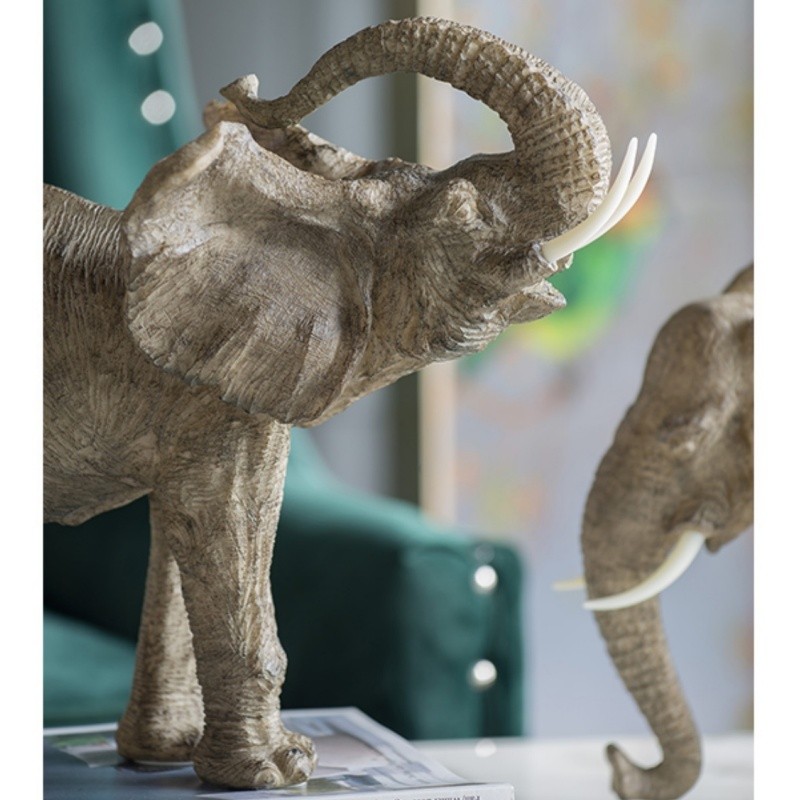 Trumpeting Elephant Figurine, Office Any Room Desk Decor Polyresin 15“x8”x12″