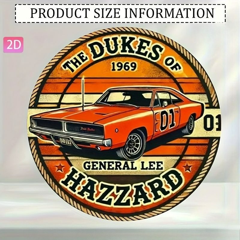 Retro Dukes of Hazzard Round Metal Sign General Lee TV Show Wall Decoration Gift