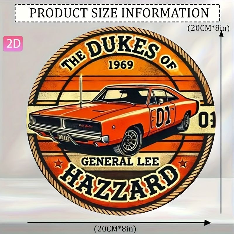 Retro Dukes of Hazzard Round Metal Sign General Lee TV Show Wall Decoration Gift