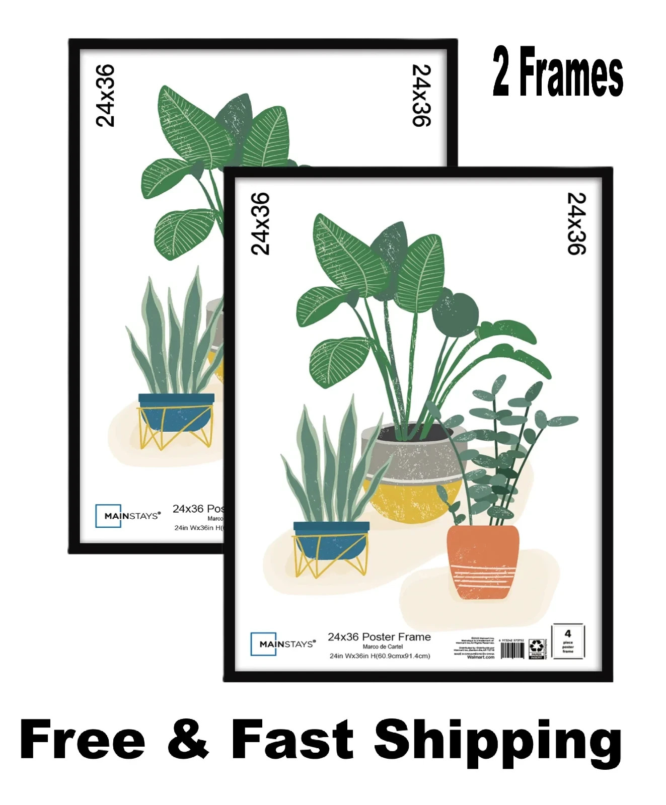 Mainstays 24×36 Black Poster Frame Set of 2 – Wall Mount Display Frames
