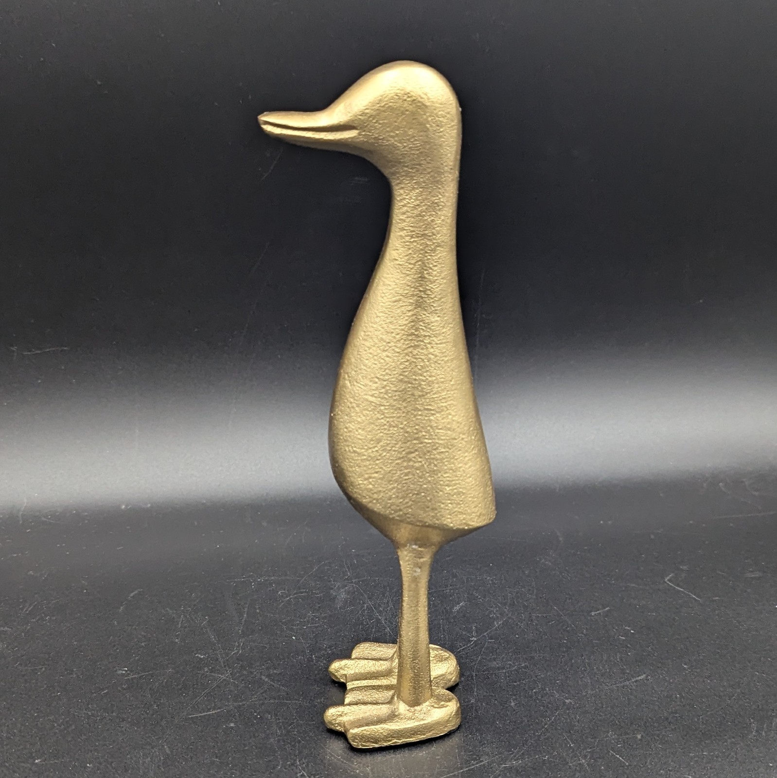 Minimalist Gold Standing Duck Sculpture – Cast Aluminum