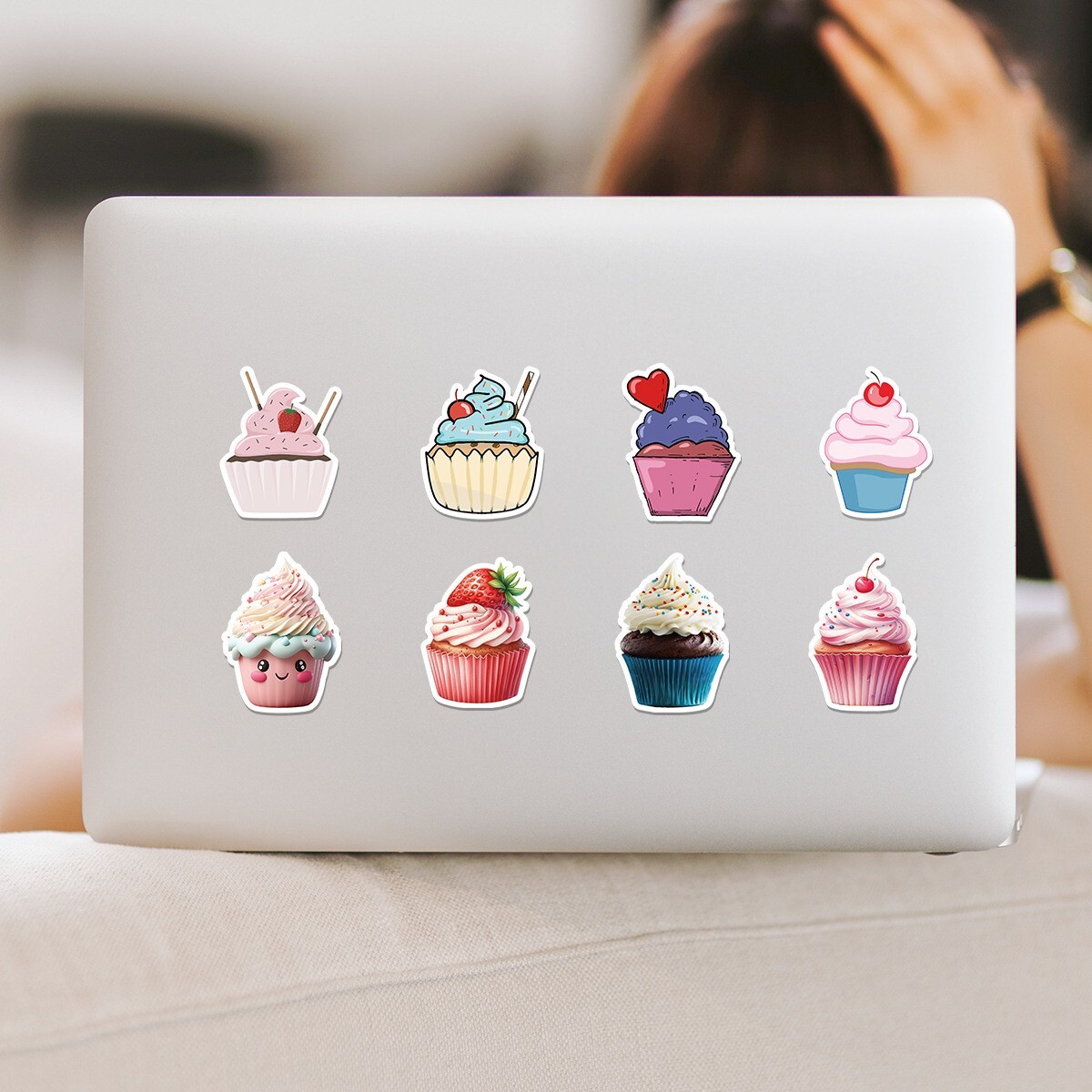 50pcs Waterproof Vinyl Stickers Cupcake Birthday Party Luggage Phone Laptop Car
