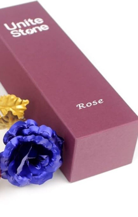 24k Gold Foil Stem Blue Rose Flower Gift Love Keepsake