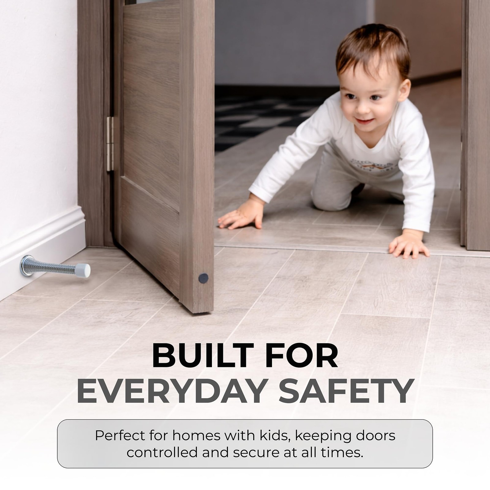 Spring Door Stopper –1 Matt Blk -Pack Wall – Easy Installation…