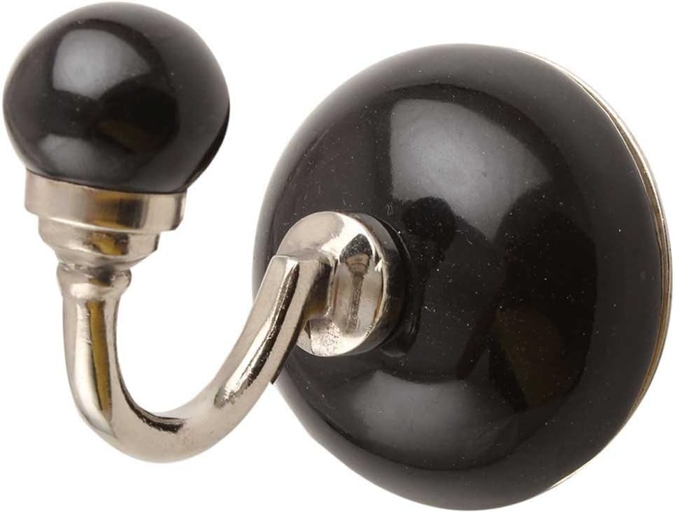 Round Ceramic Wall Hooks with Metal Hardware, Decorative Coat Hat Rack Key