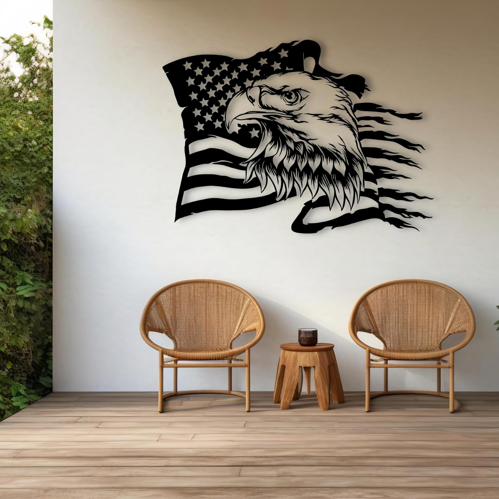 USA Bald Eagle Metal Wall Art, Large Eagle American Flag Metal Wall Decor, Fo…