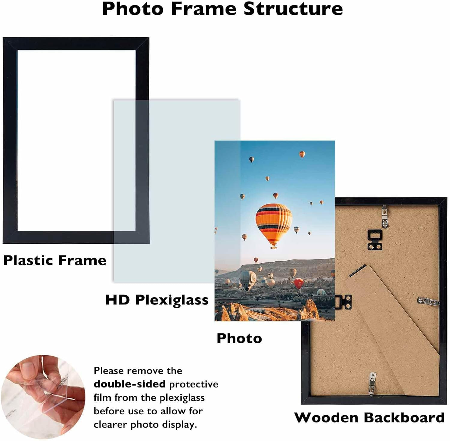 9X12 Picture Frame Black for Wall Hanging, Wall Mounting Horizontally or Vertica