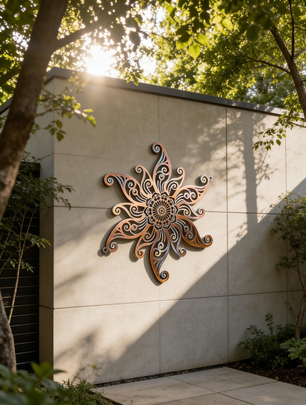 Colorful Metal Sun Wall Decor, Garden Outdoor Metal Art Sign