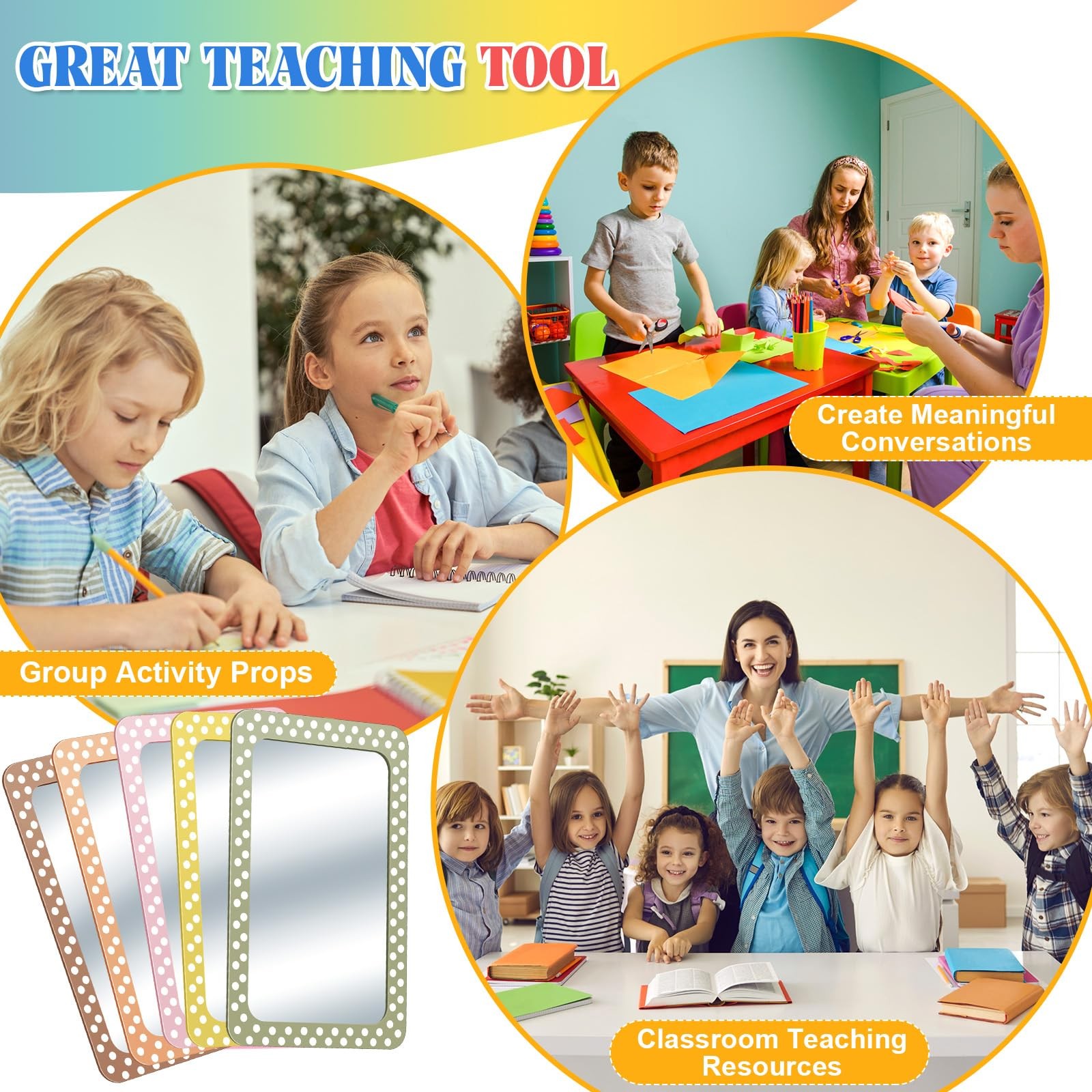 10 PCS 6×4 Inch Multicolor Acrylic Small Pastel Shatterproof Kids Mirror