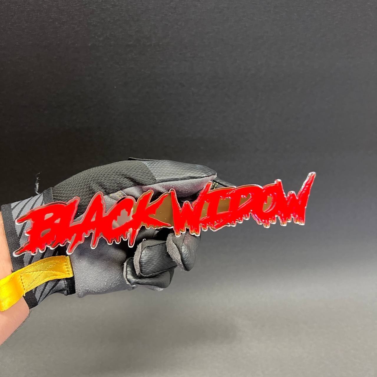 1x Black Widow Custom Text 3D Acrylic Car Emblem Badge Multicolor Laser Cut