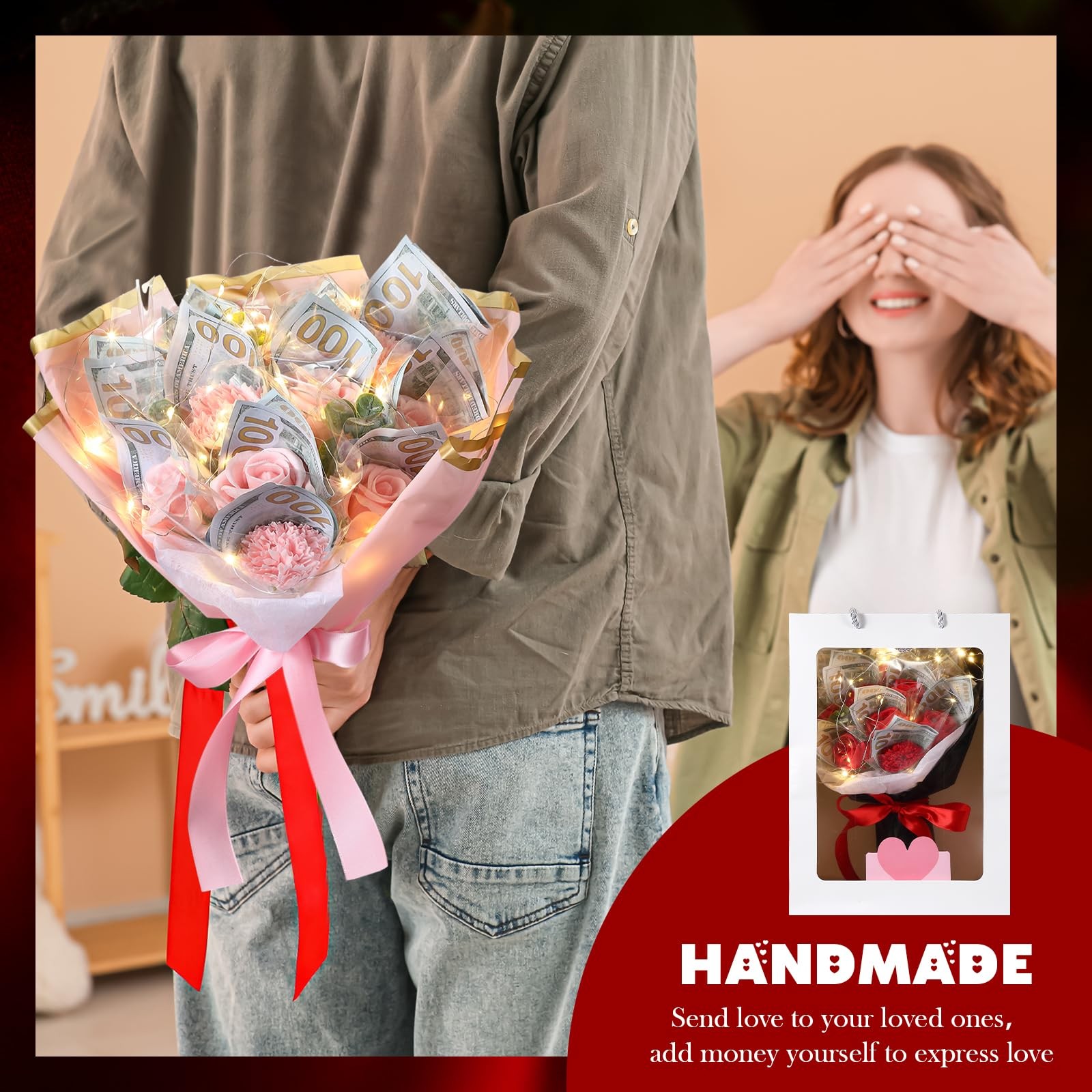 Money Flower Bouquet Wedding Money Bouquet Kit for Cash Gift Cash Nosegay Flo…