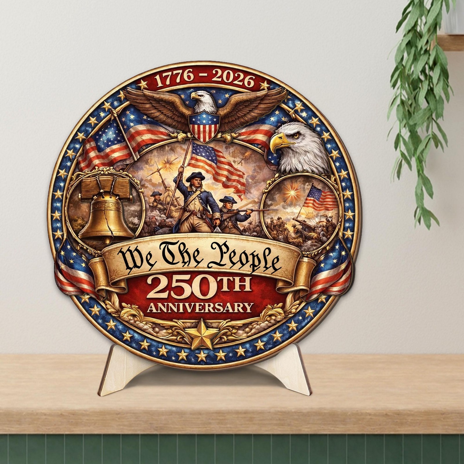 USA 250th Anniversary Wooden Door Sign, We The People 250 Years America Sign