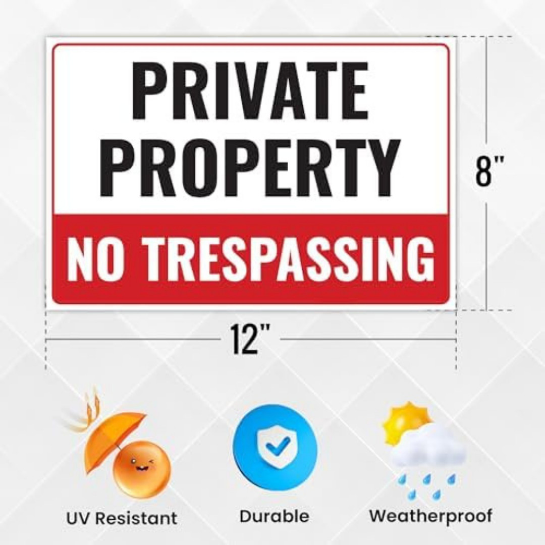 4 Pack Large No Trespassing Signs Private Property, 8×12 Inch Rust Free Aluminum