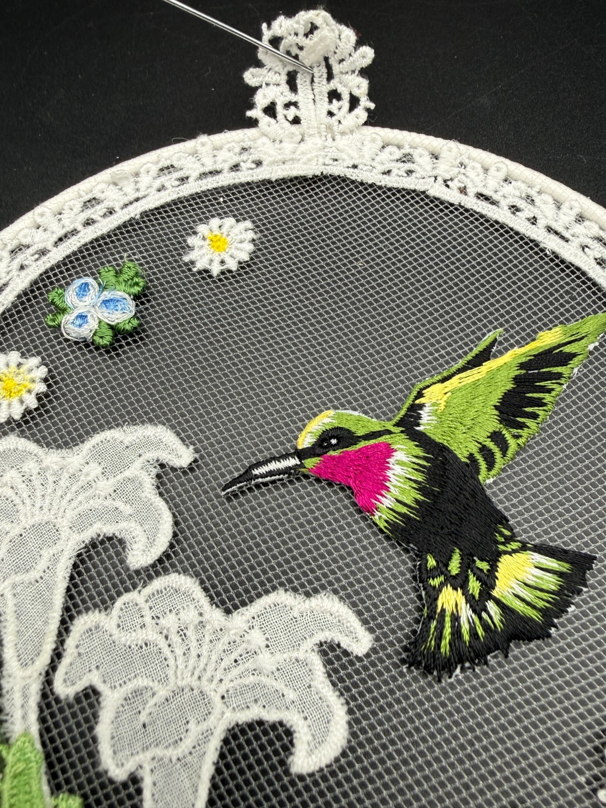 Hummingbird Sun Catcher – Lace – 6 Inches round delicate design