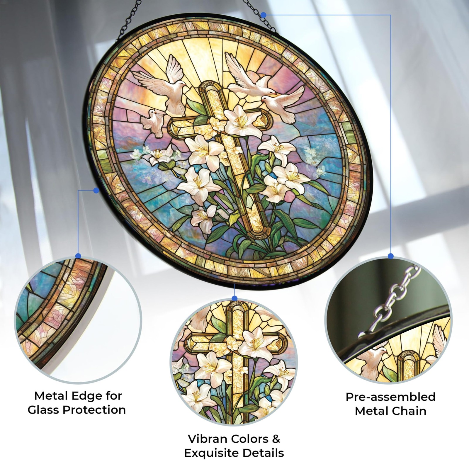 Easter Cross Stained Glass Sun Catcher | Unique Gifts for All Occasions