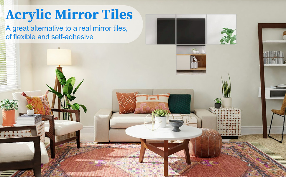 8×6 Inches Self Adhesive Acrylic Mirror Tiles 0.2mm Waterproof Flexible