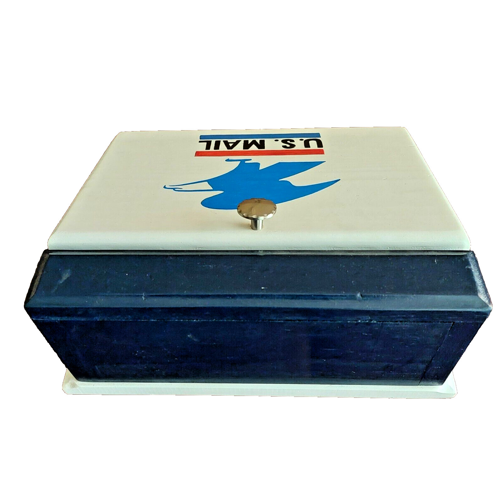 U.S. Mail Wooden Mail Holder With Opening Hutch Door ”Custom Made” USA Colors