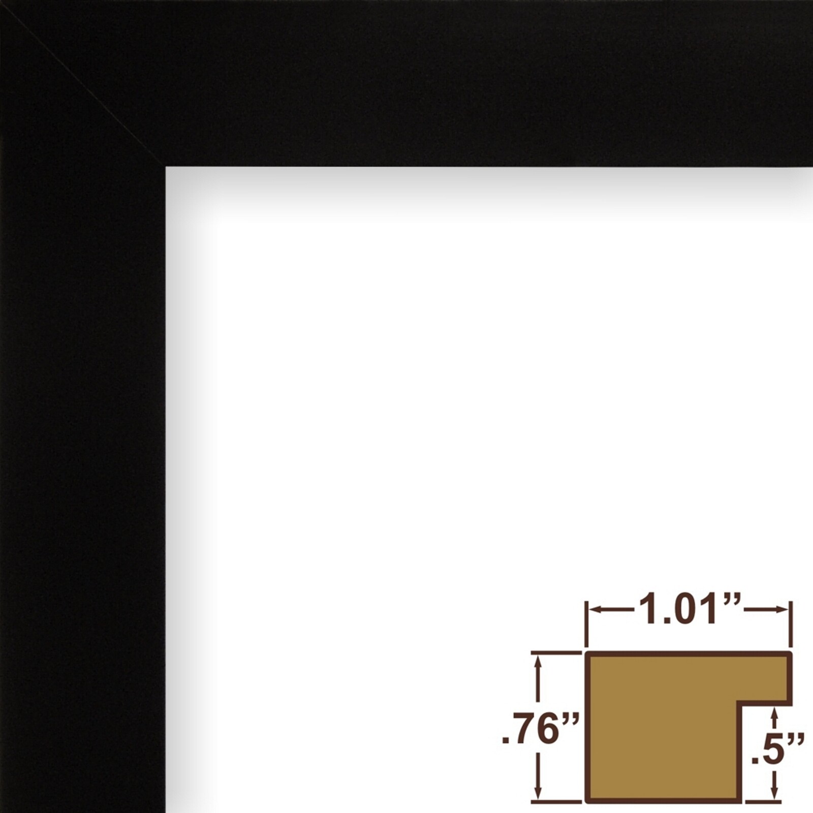 Essentials, Modern 1 Inch Wide Satin Black Picture Frame With a Mat, 4- Pack