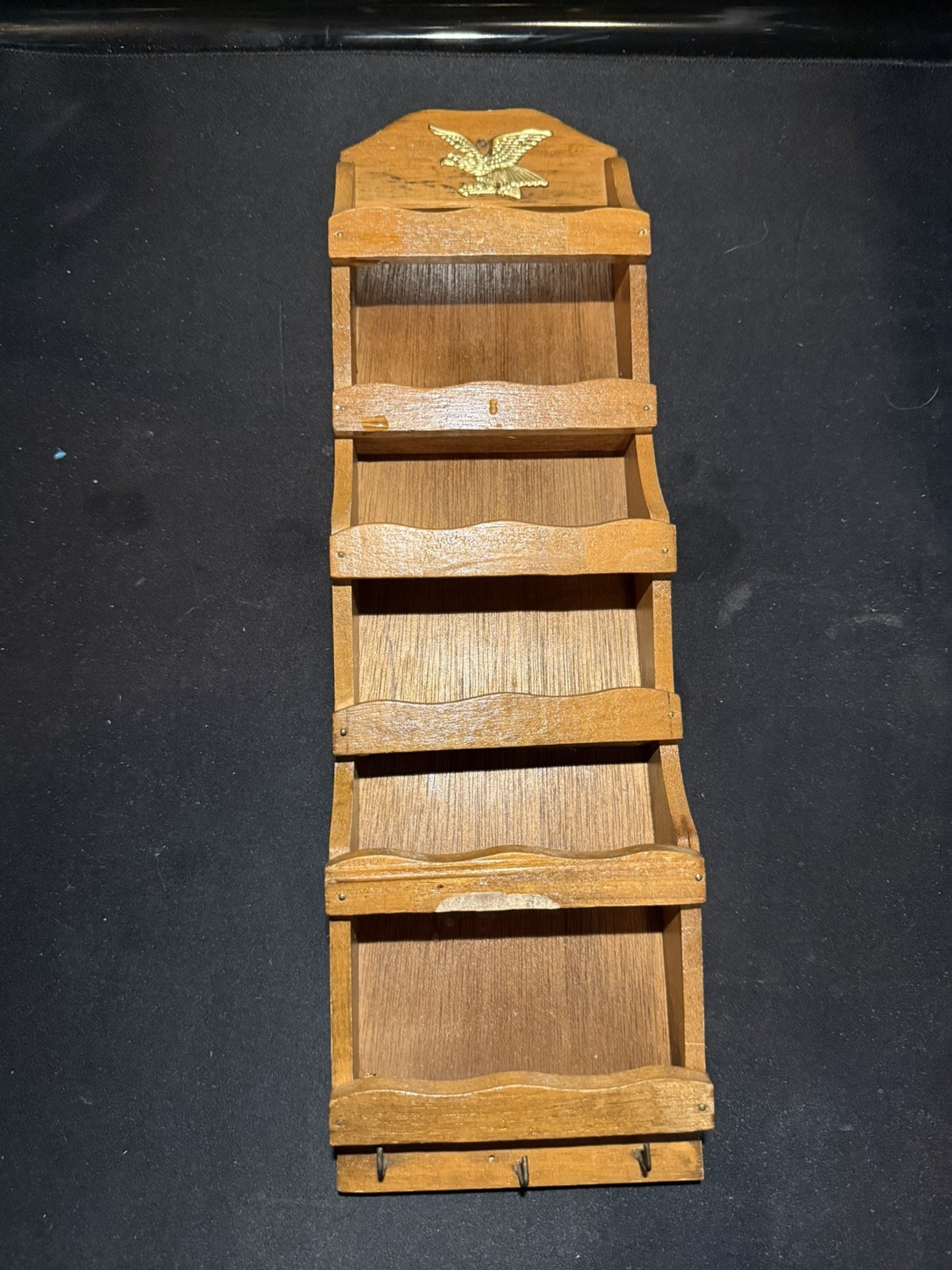 Vintage Eagle Wood Mail Organizer Key Holder Wall Rack