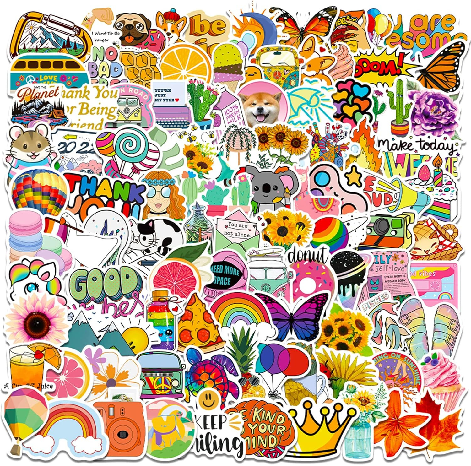 Art Stickers for Kids Teens Adults, 100 Pcs Cute Aesthetic Vinyl Waterproof Stic