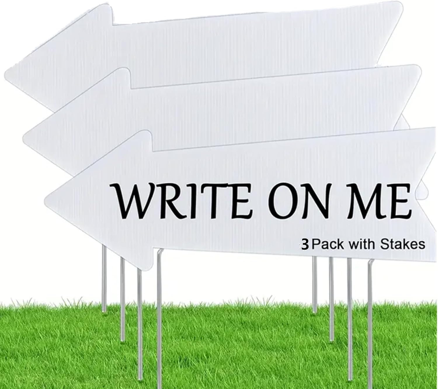 Blank-Arrow-Signs Bulk with Stakes 3 Pack 17 X 6 Inches Wedding Directional Yard
