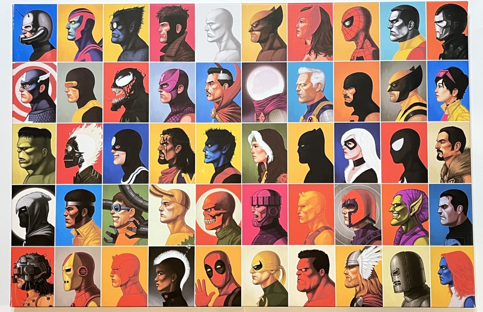 MARVEL SUPER HEROES PORTRAITS GRID FILM MOVIE 36in x 24in Gallery Wrapped Wood