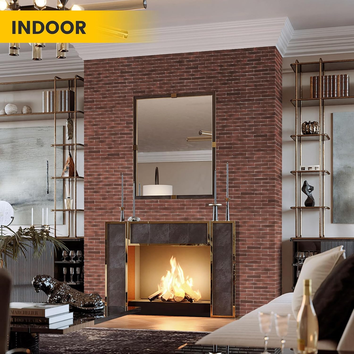17-Piece Vintage Red Faux Brick Wall Panels for Indoor & Outdoor Use