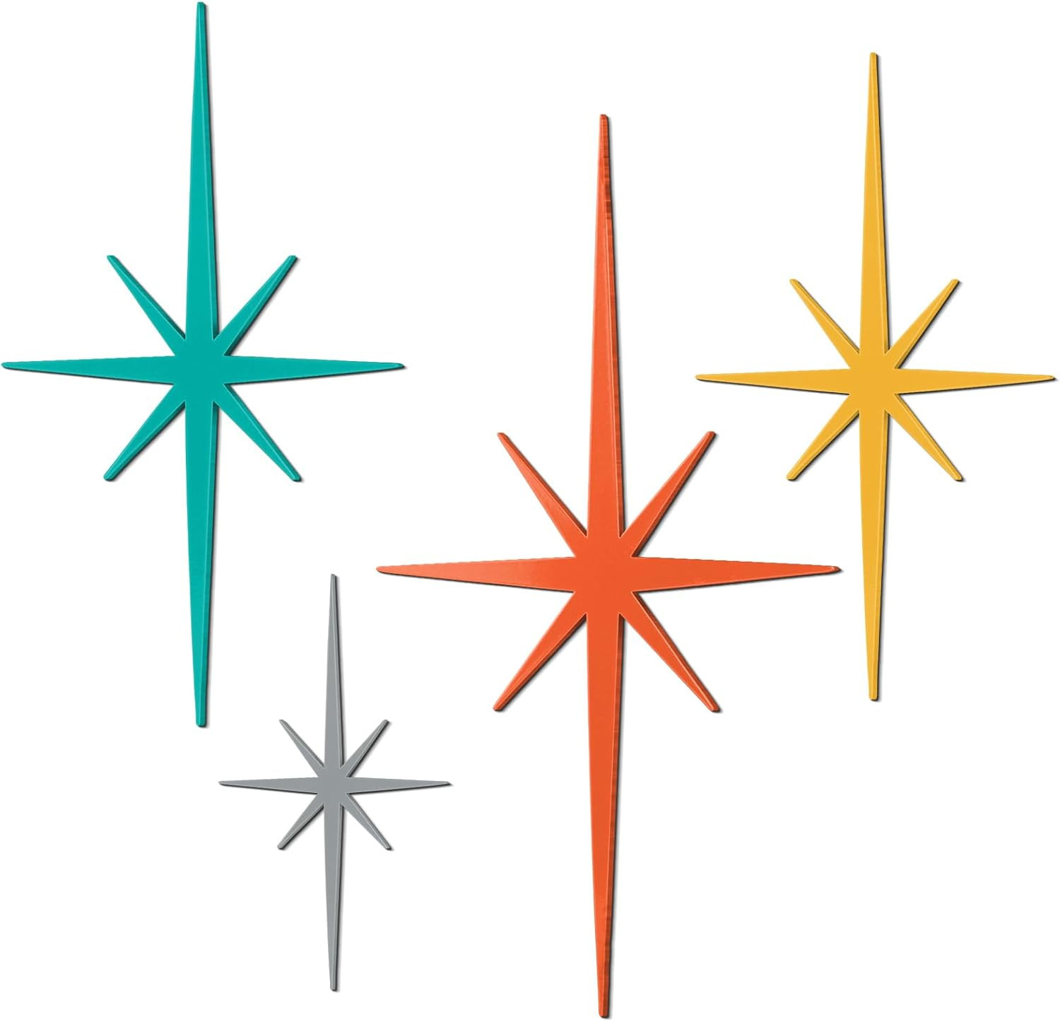 4 Pcs Cast Iron Starburst Wall Decor Mid Century Modern Decor Retro 8 Pointed At
