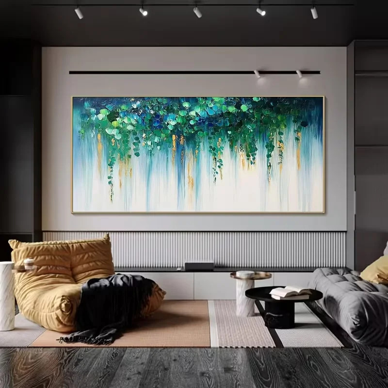 Blue And Green Abstract Canvas Painting Canvas Poster Wall Art Mural Home Decor