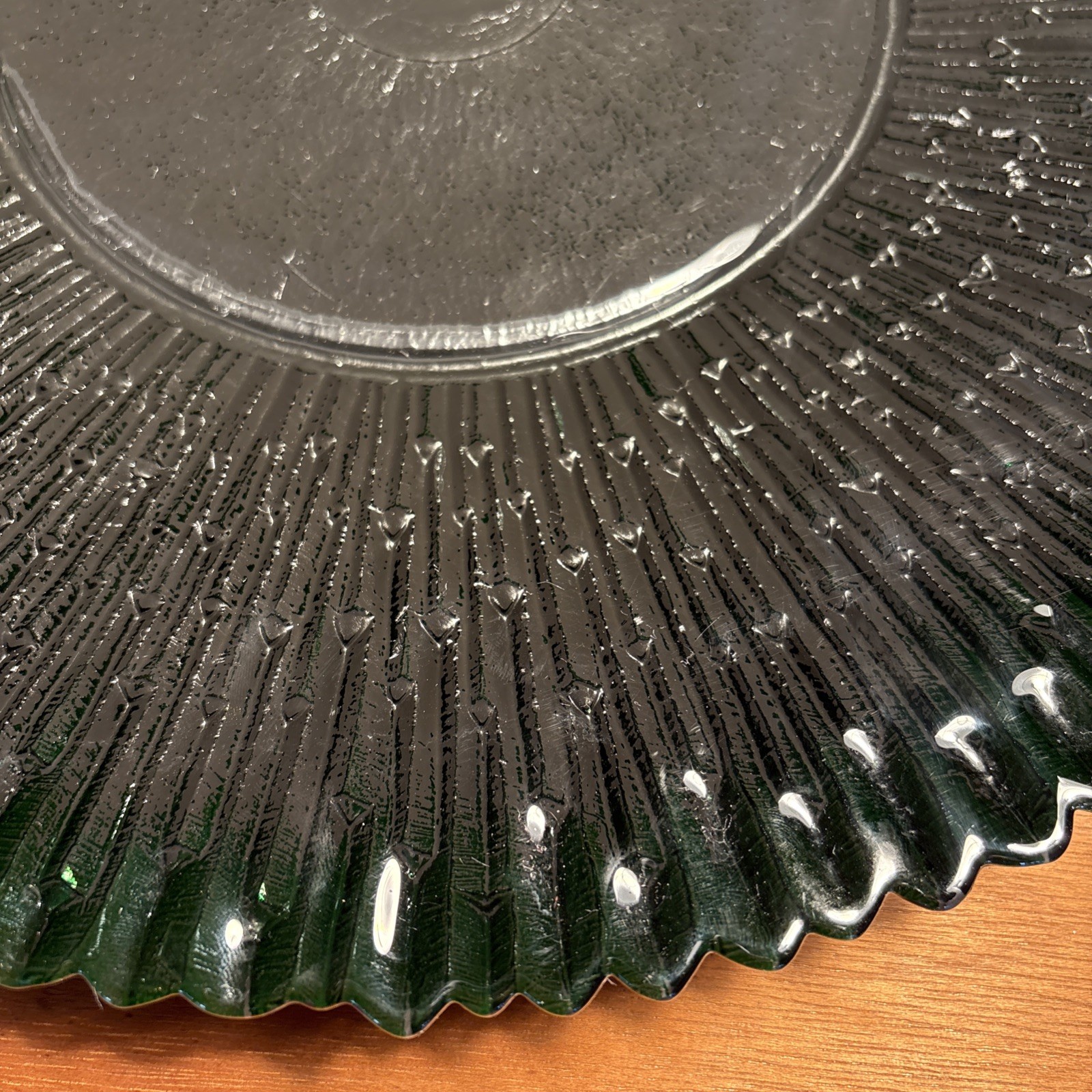 Black Art Glass Reef Decorative Charger Plate Large 14” Heavy Art Deco Modern