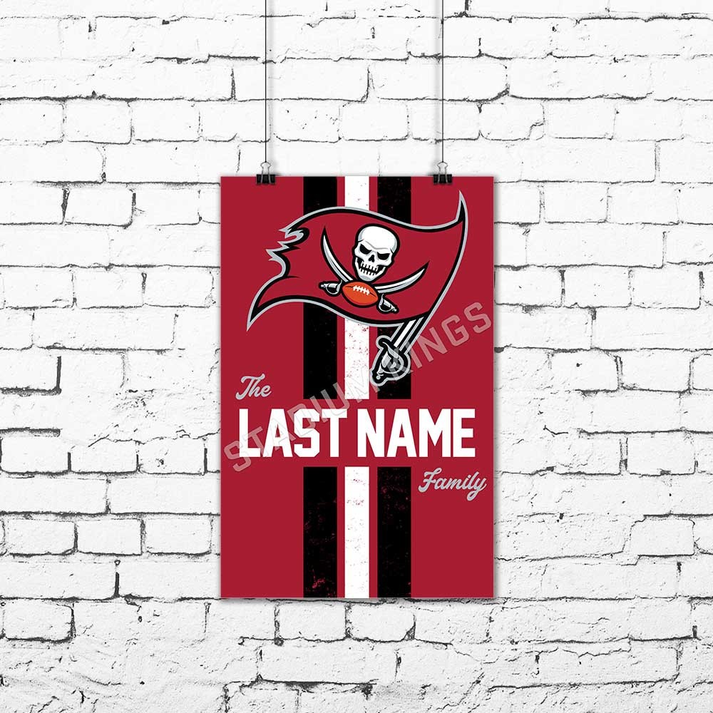 Personalized Buccaneers Family Name Football Poster Art Print- 11×17 inches