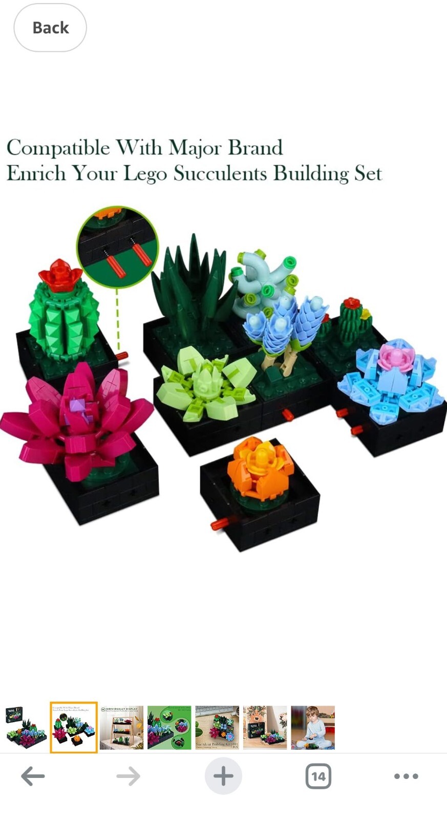 Succulent Flower Plant Bonsai Pots Botanical Building Set Gift Home Office Decor