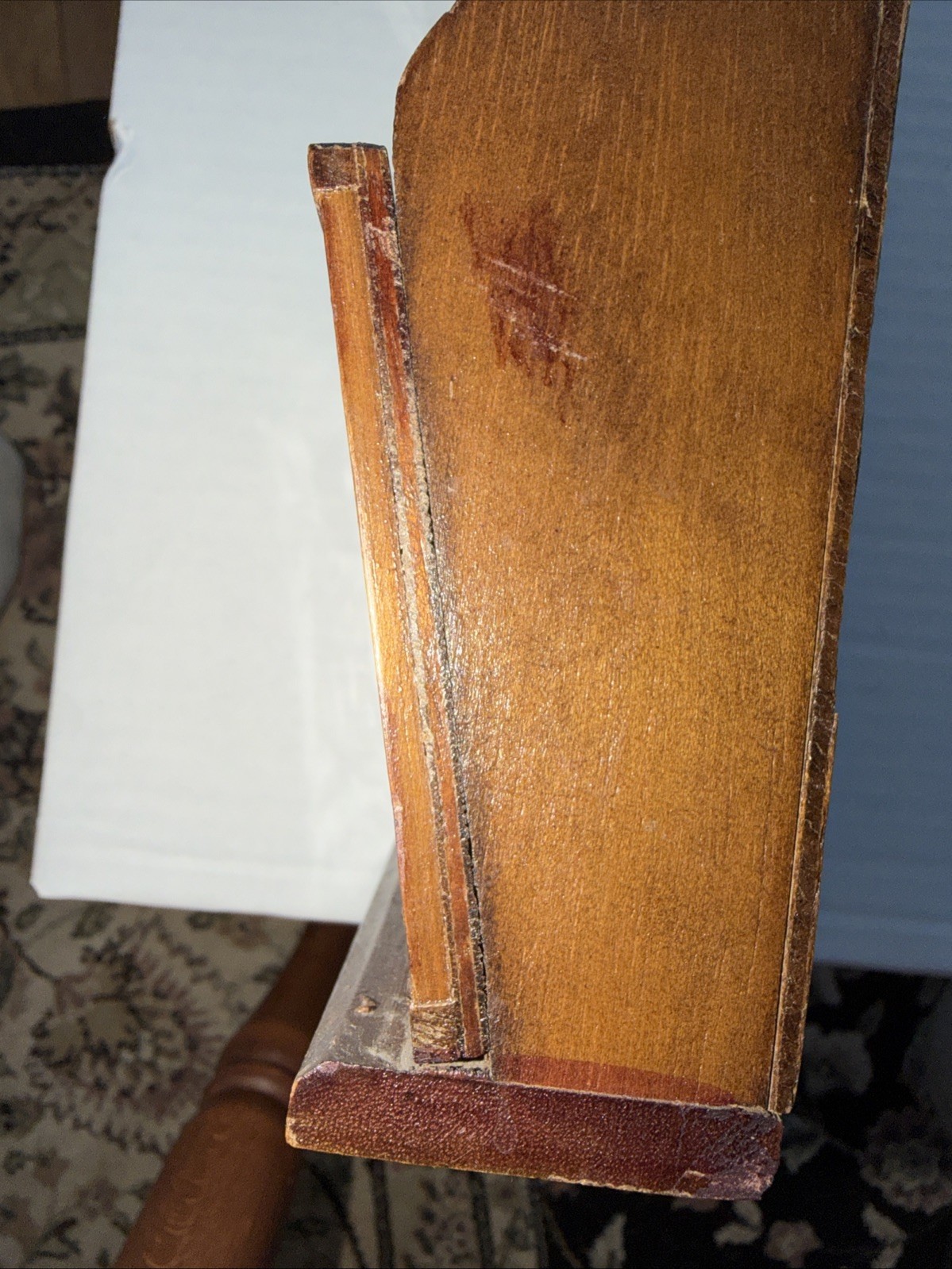 Vtg MCM Wood 3 Slot Wall Mail Holder Bill Organizer Vegetables