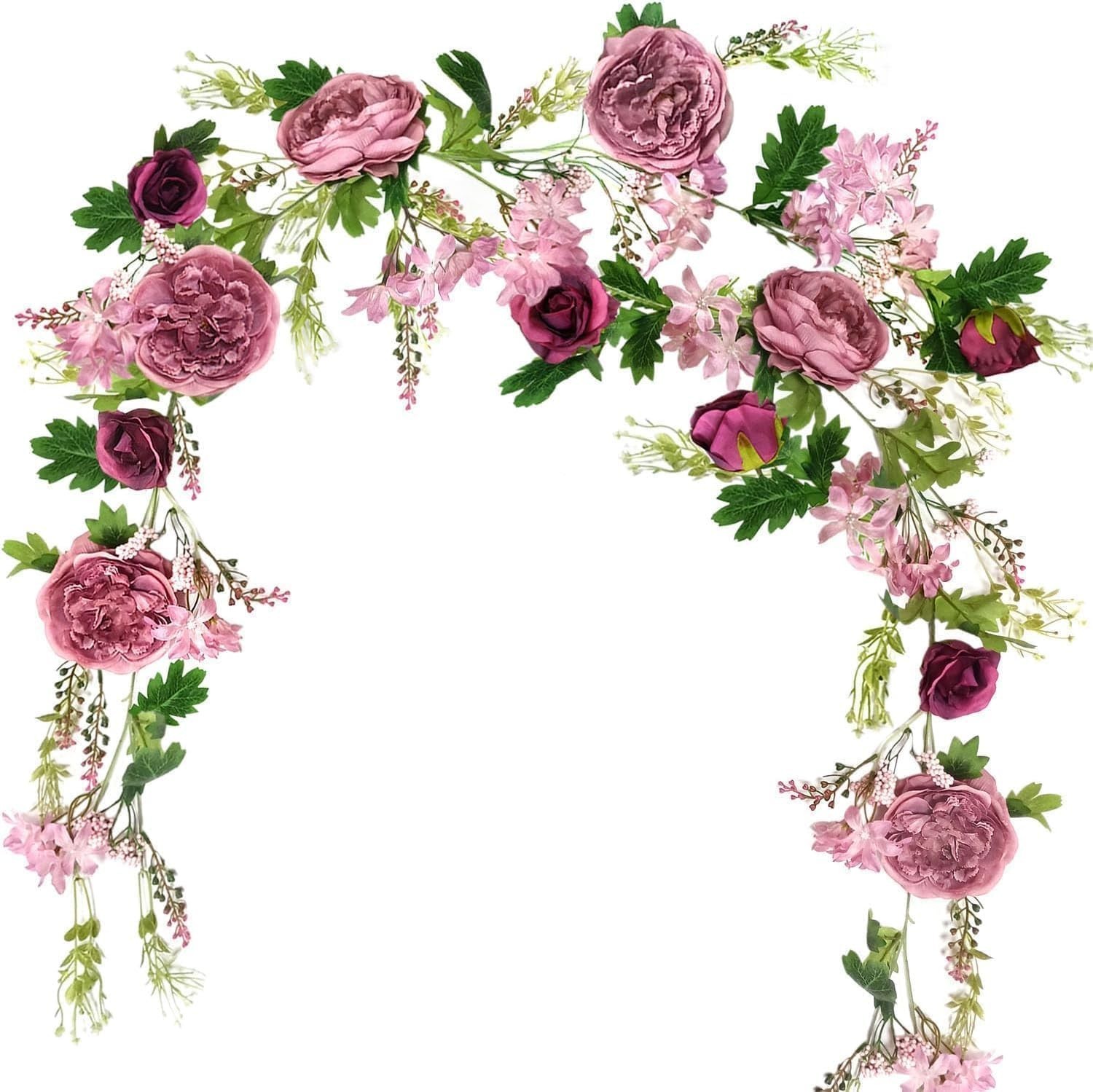 Rose Flower Vine Peony Flowers Center Flower Decoration 6′ Length Floral Garland