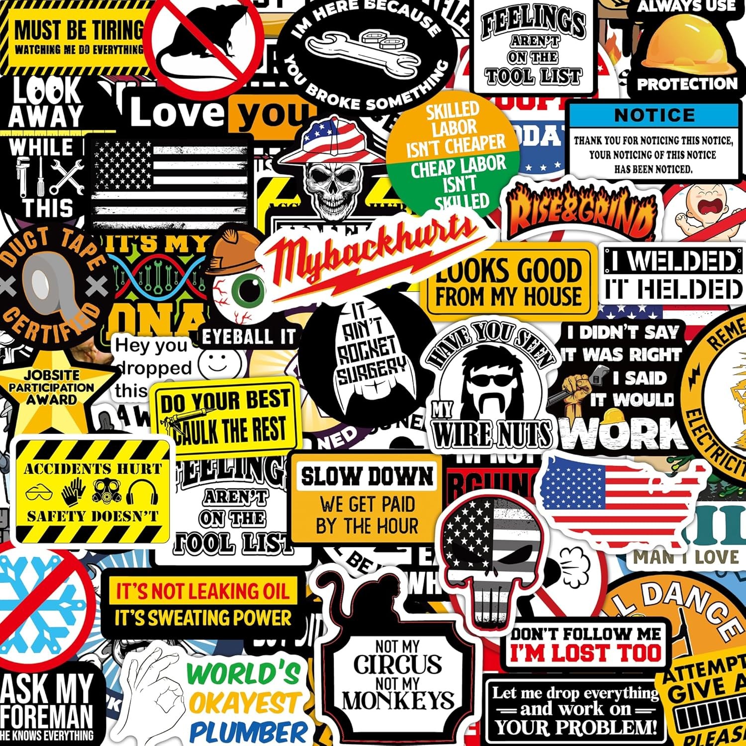 150 PCS Funny Hard Hat Stickers for Adults Dark Humor, Hilarious Decals for Tool