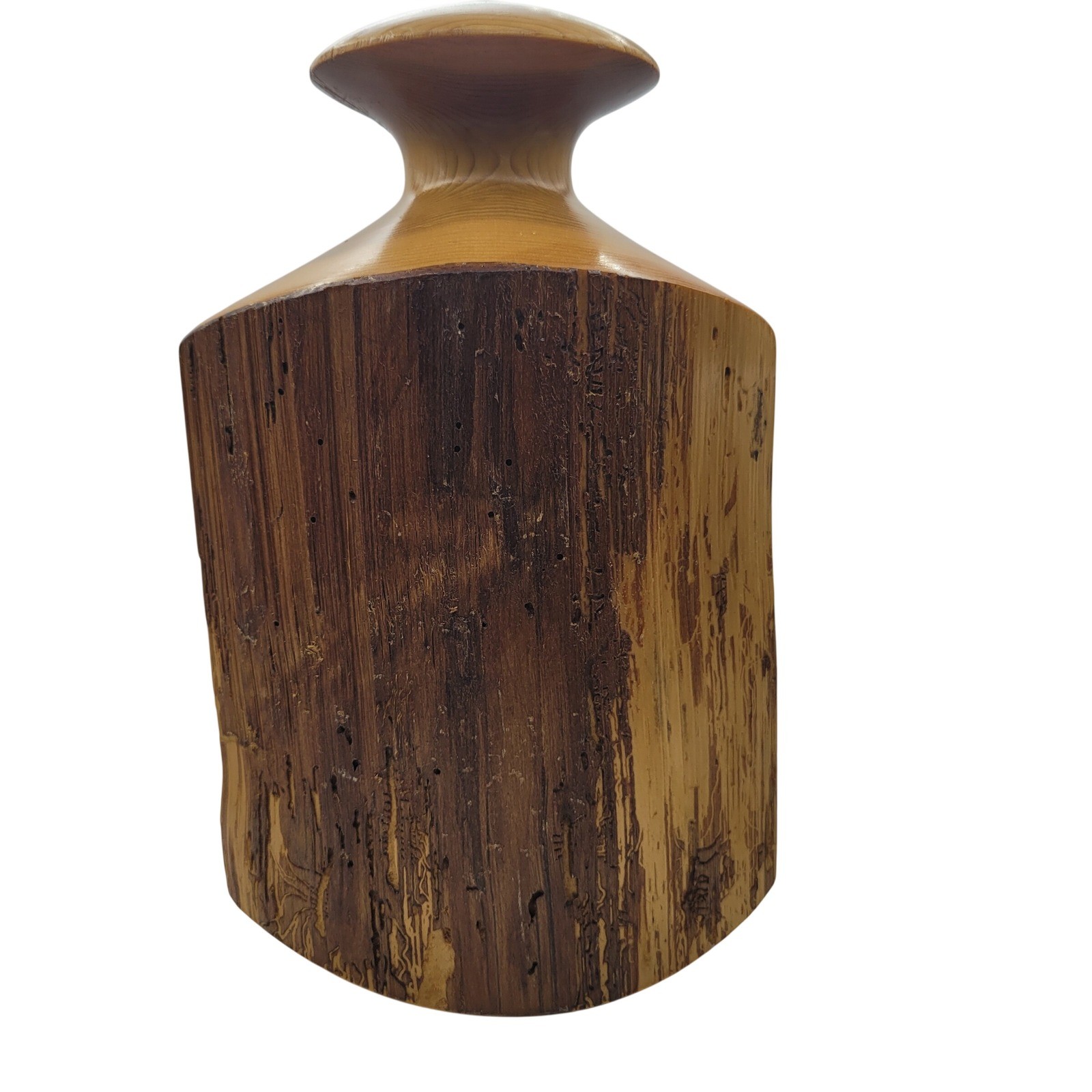 Kenneth H Schuster Hand Carved Wood Candle Holder Upper Peninsula Michigan