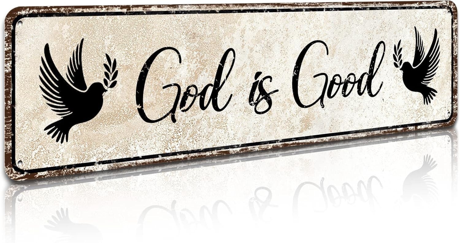 Christian Prayer Sign – God is Good – Farmhouse Rustic Wall Art Decor Home Of…